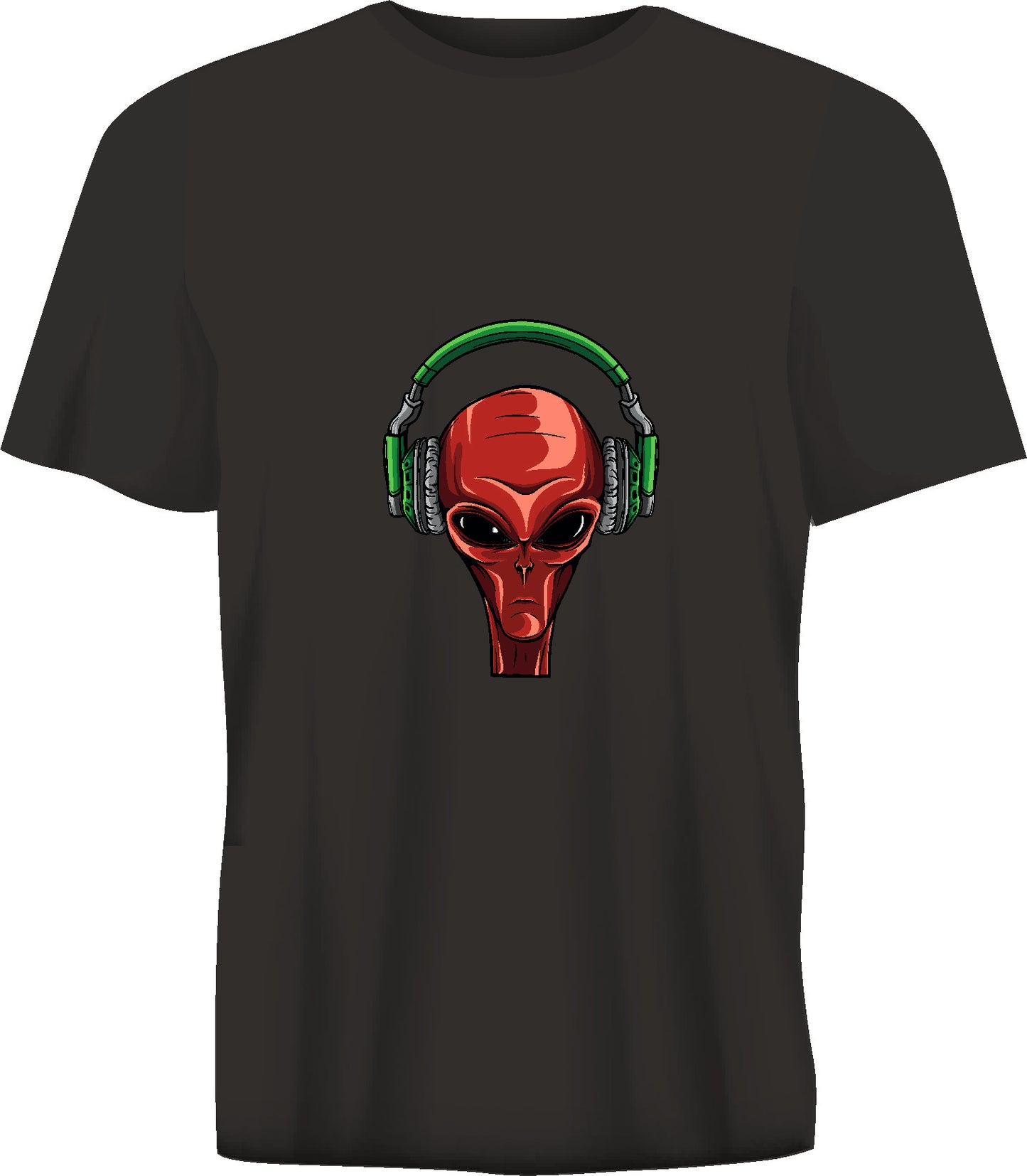 Short sleeve t-shirt TS328 Alien head with headphones  black