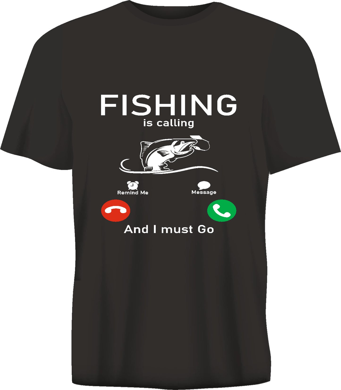 Koszulka z krótkim rękawem FISHING IS CALLING czarna TS34