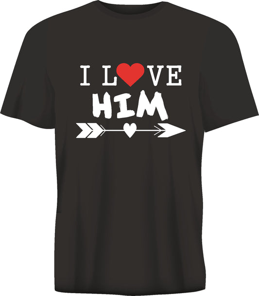 Short sleeve t-shirt I LOVE HIM black TS4