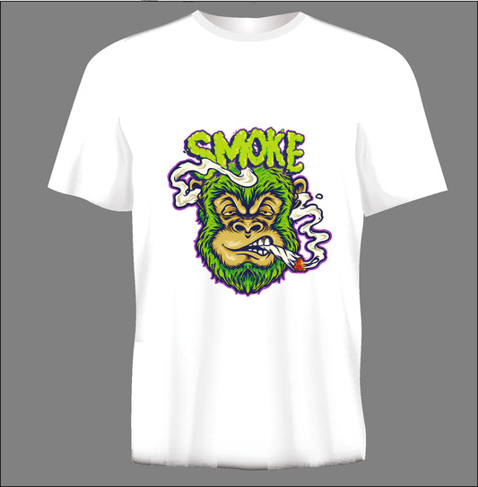 Short sleeve t-shirt SMOKE MONKEY white TS40