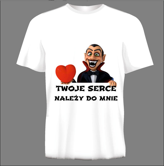 Short sleeve t-shirt TWOJE SERCE NALEŻY DO MNIE white TS5