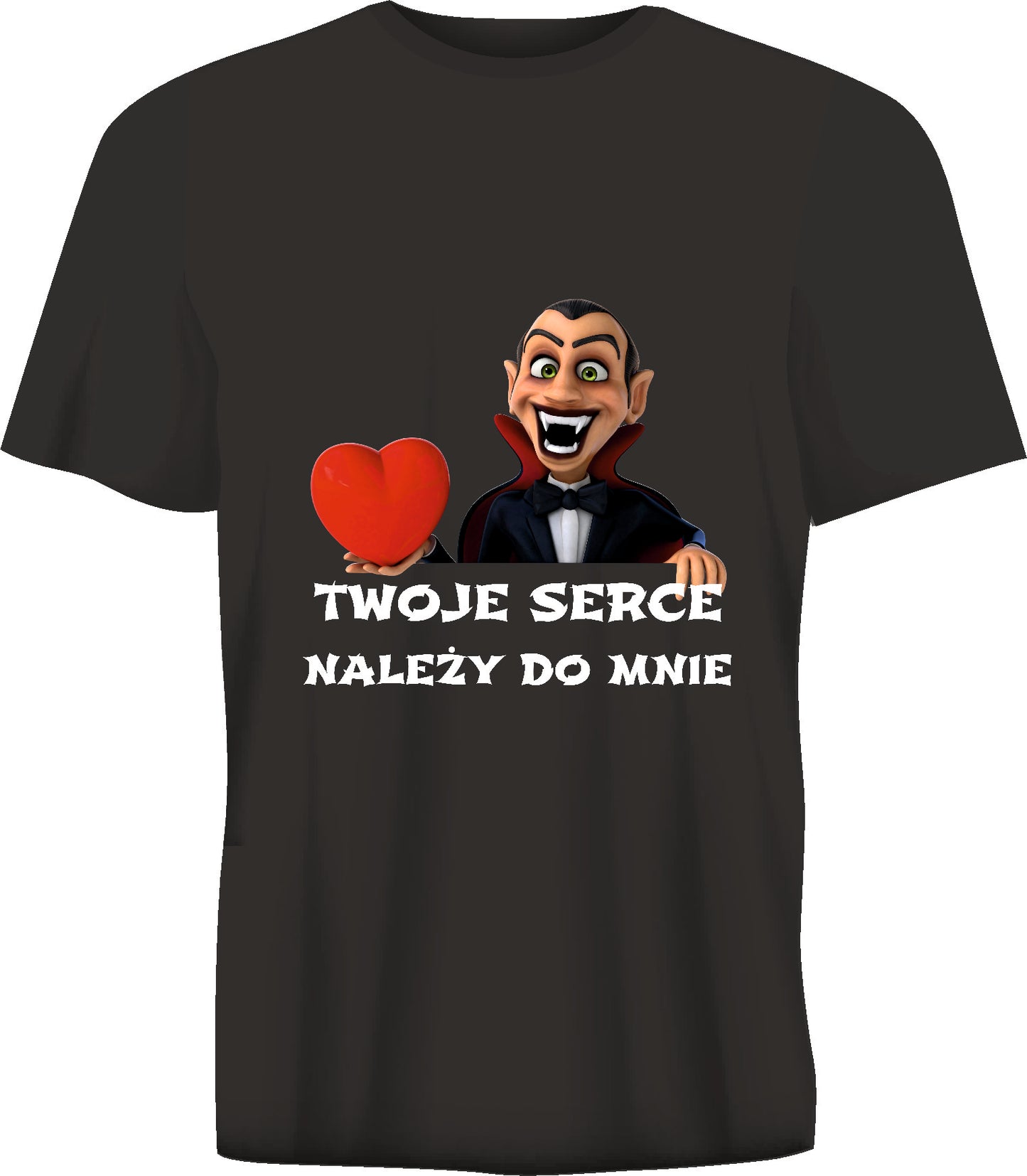 Short sleeve t-shirt TWOJE SERCE NALEŻY DO MNIE black TS6