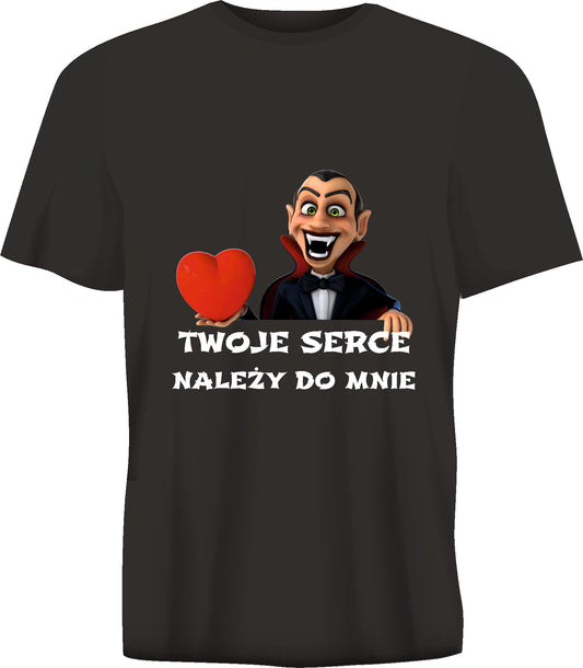 Short sleeve t-shirt TWOJE SERCE NALEŻY DO MNIE black TS6