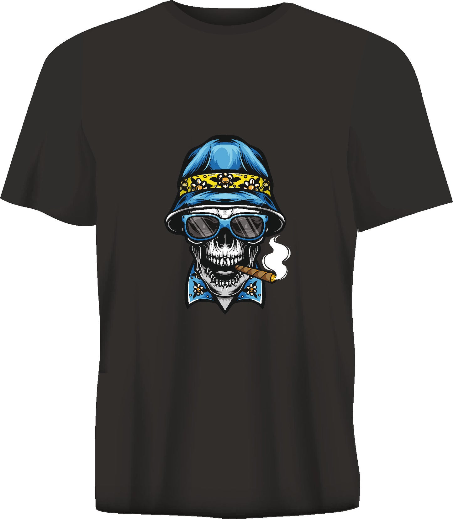 Short sleeve t-shirt SMOKING SKULL black TS89