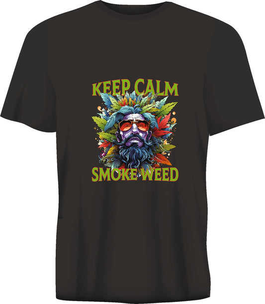 Koszulka z krótkim rękawem KEEP CALM SMOKE WEED czarna TS93